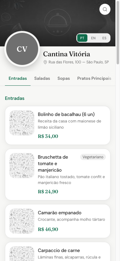 Cardápio digital byMenu no celular — menu de restaurante com pedidos